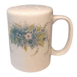 Vintage Handpainted Sugar Or Powder Shaker White With Blue Flowers Signed 1985